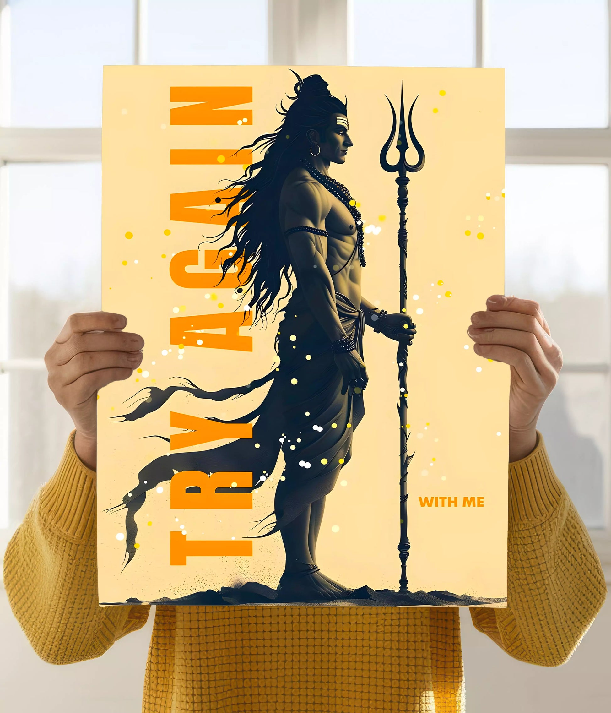 Try Again with Lord Shiva – Powerful Devotional Wall Poster Holding Image - Everanta