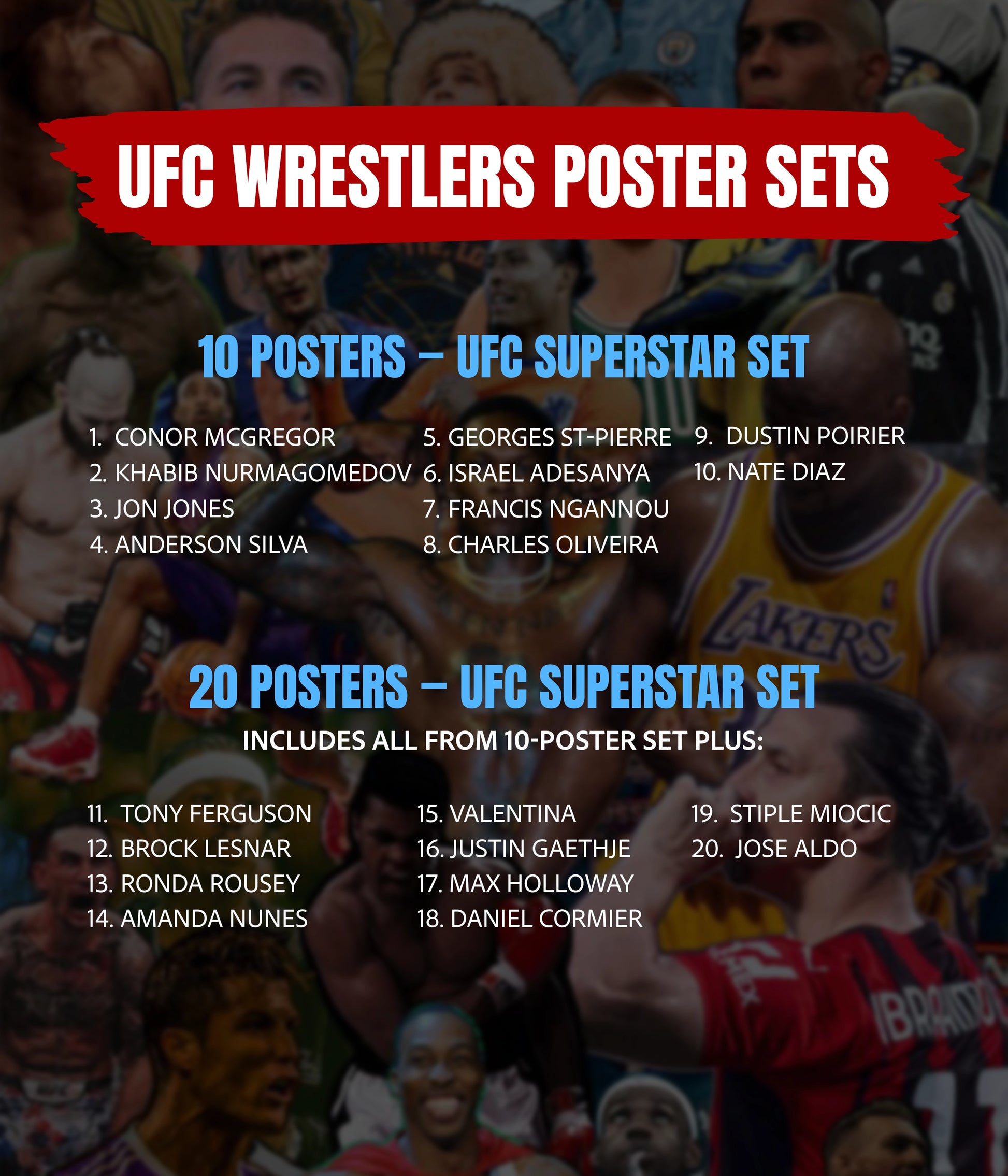 UFC Fighters included in Poster Set - Everanta