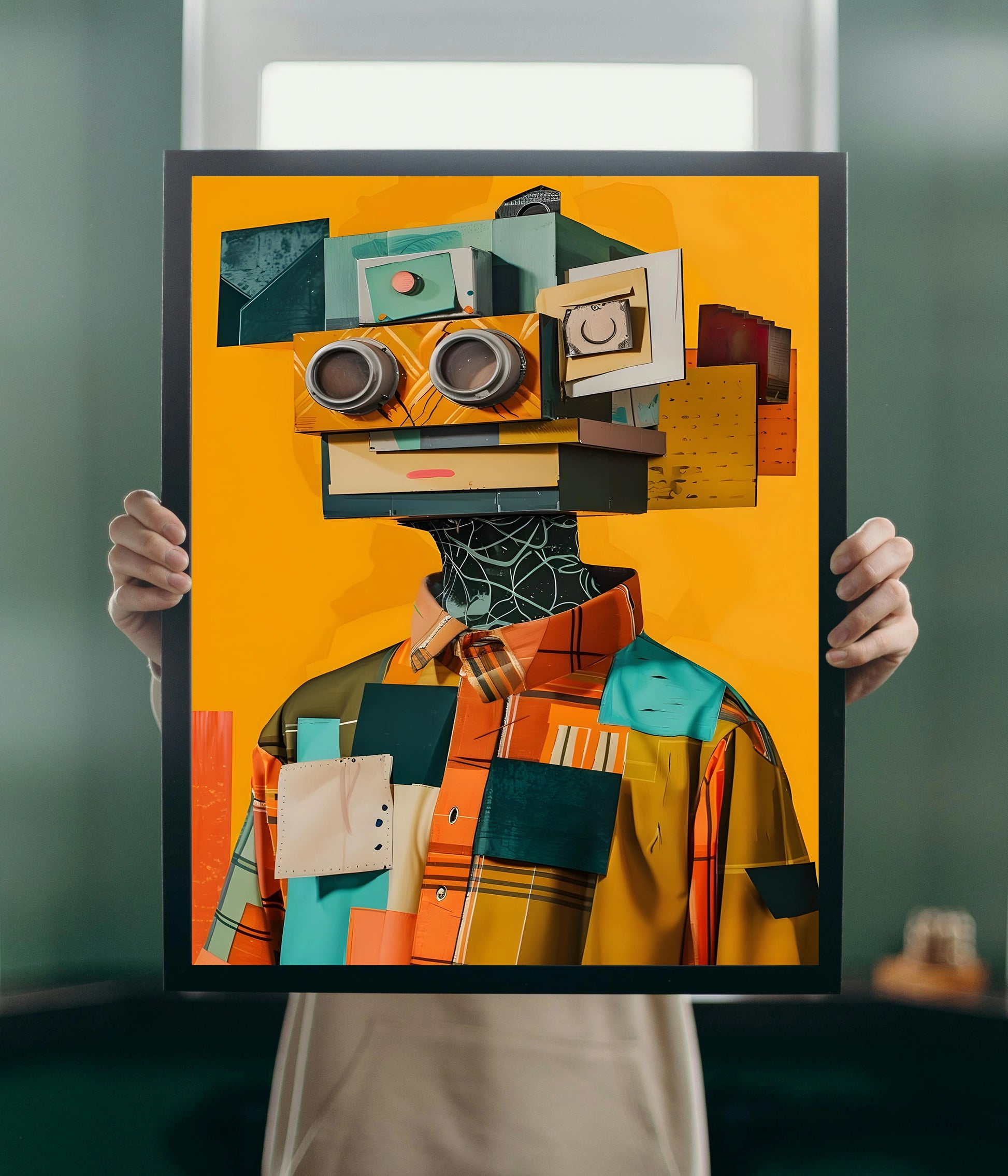 Urban Surrealism – Abstract Aesthetic Digital Wall Art Poster Black Frame Holding Image - Everanta