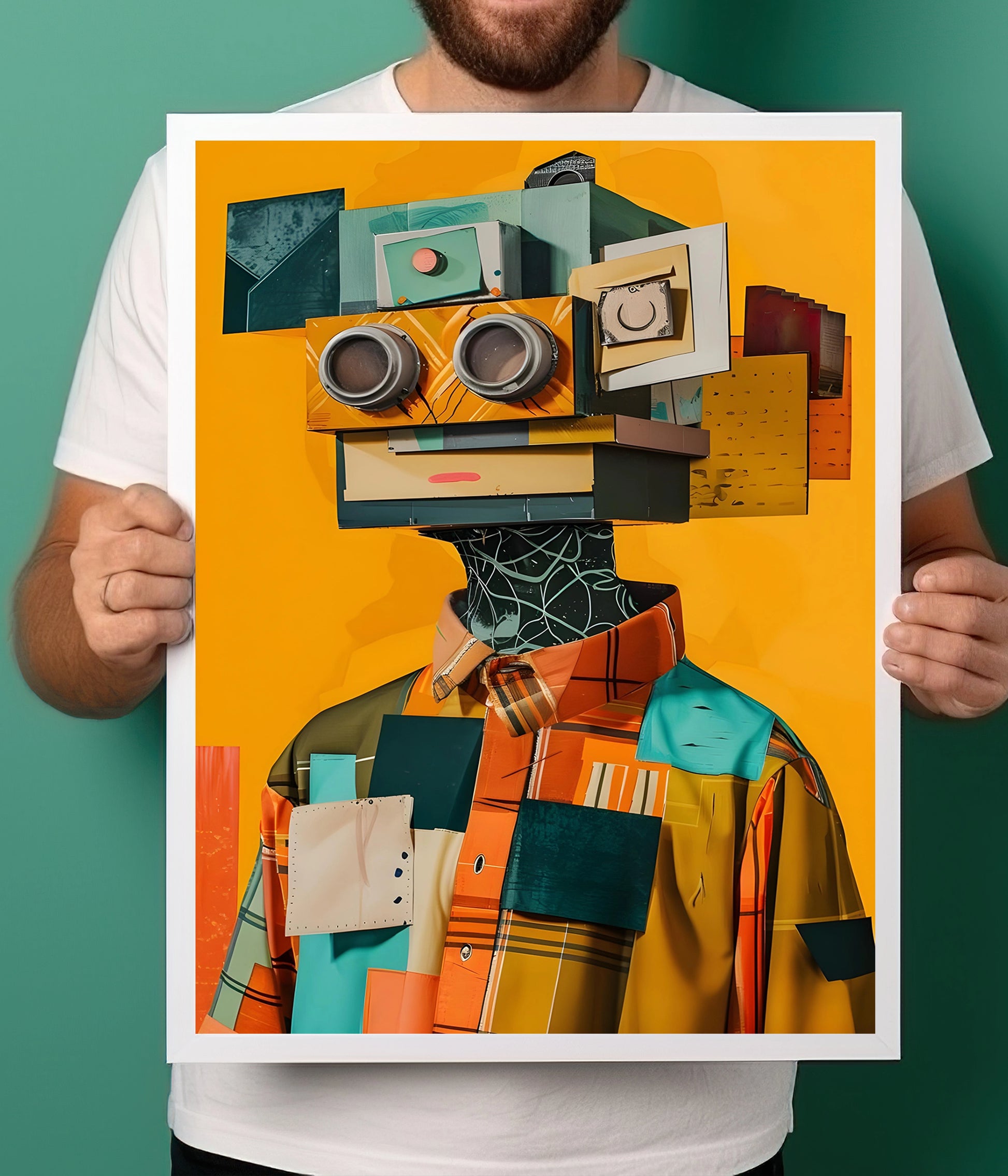 Urban Surrealism – Abstract Aesthetic Digital Wall Art Poster White Frame Holding Image - Everanta