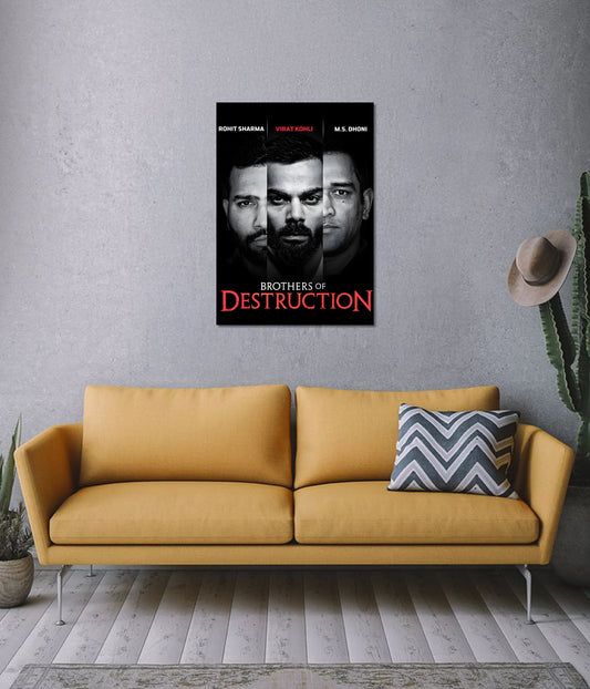 Virat, Rohit & Dhoni "Brothers of Destruction" Cricket Wall Poster - Everanta