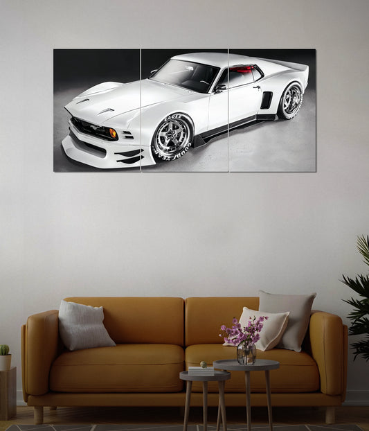 White Mustang Muscle Car – Split Wall Poster Main Image - Everanta