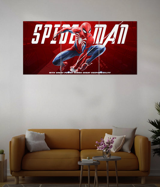 With Great Power - Spiderman Split Poster in Living Room - Everanta