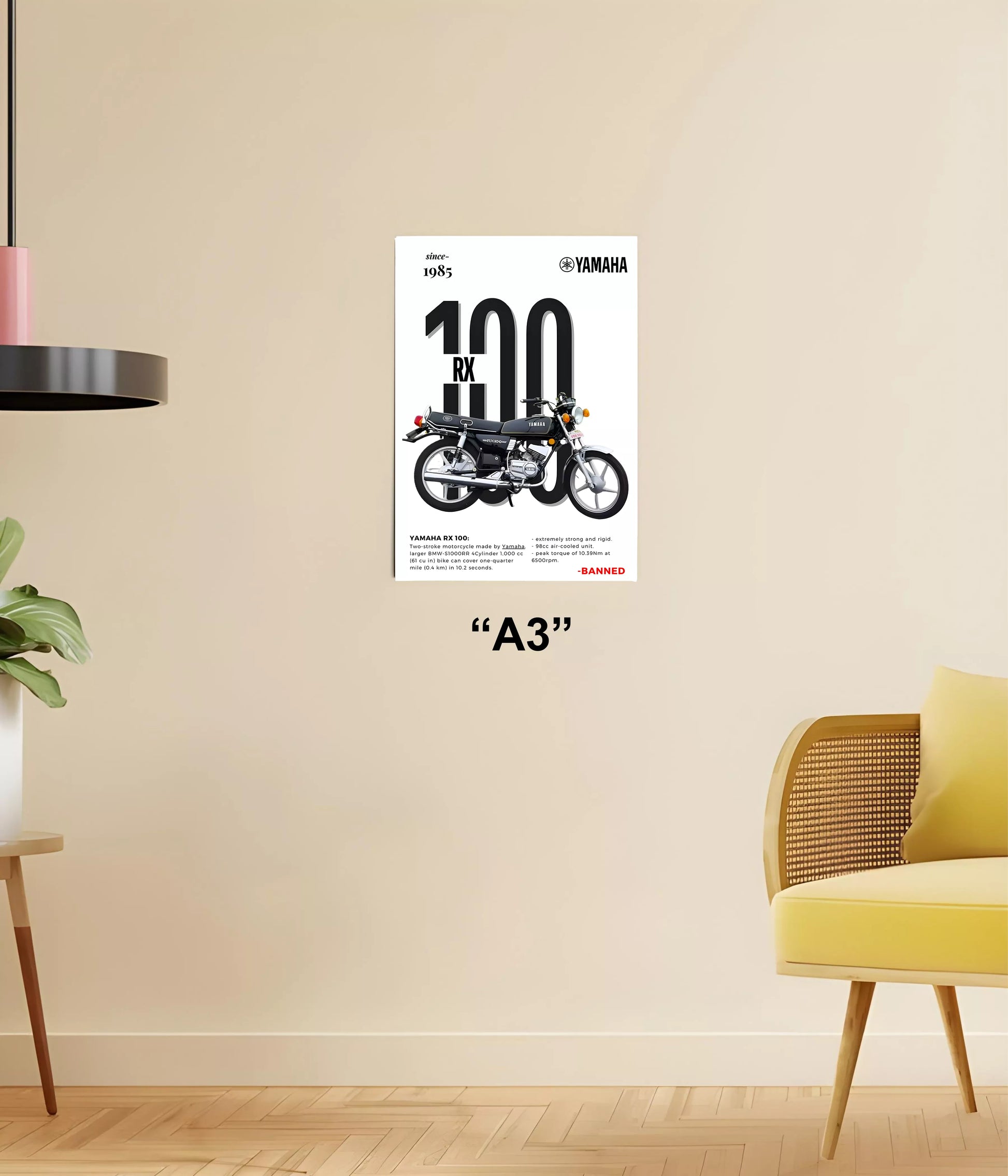 Yamaha RX100 – Classic Legend Bike Wall Poster A3 Size - Everanta