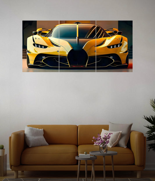 Yellow LaFerrari – Luxury Car Split Wall Poster Main Image - Everanta