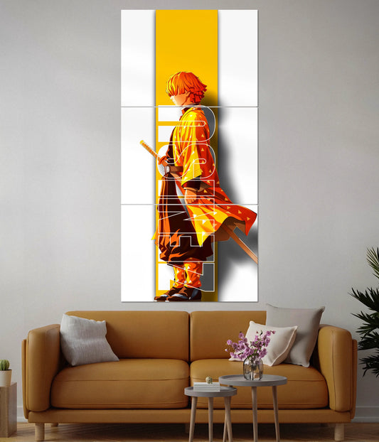 Zenitsu Agatsuma Split Poster – Demon Slayer Anime Wall Art - Everanta