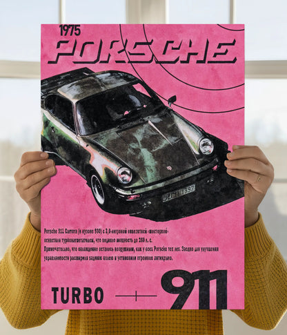 1975 Porsche 911 Turbo – Retro Classic Poster Main Image - Everanta