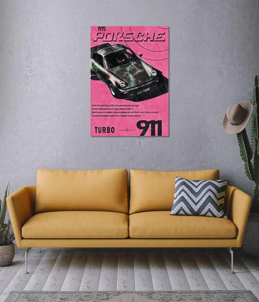 1975 Porsche 911 Turbo – Retro Classic Poster on Wall - Everanta