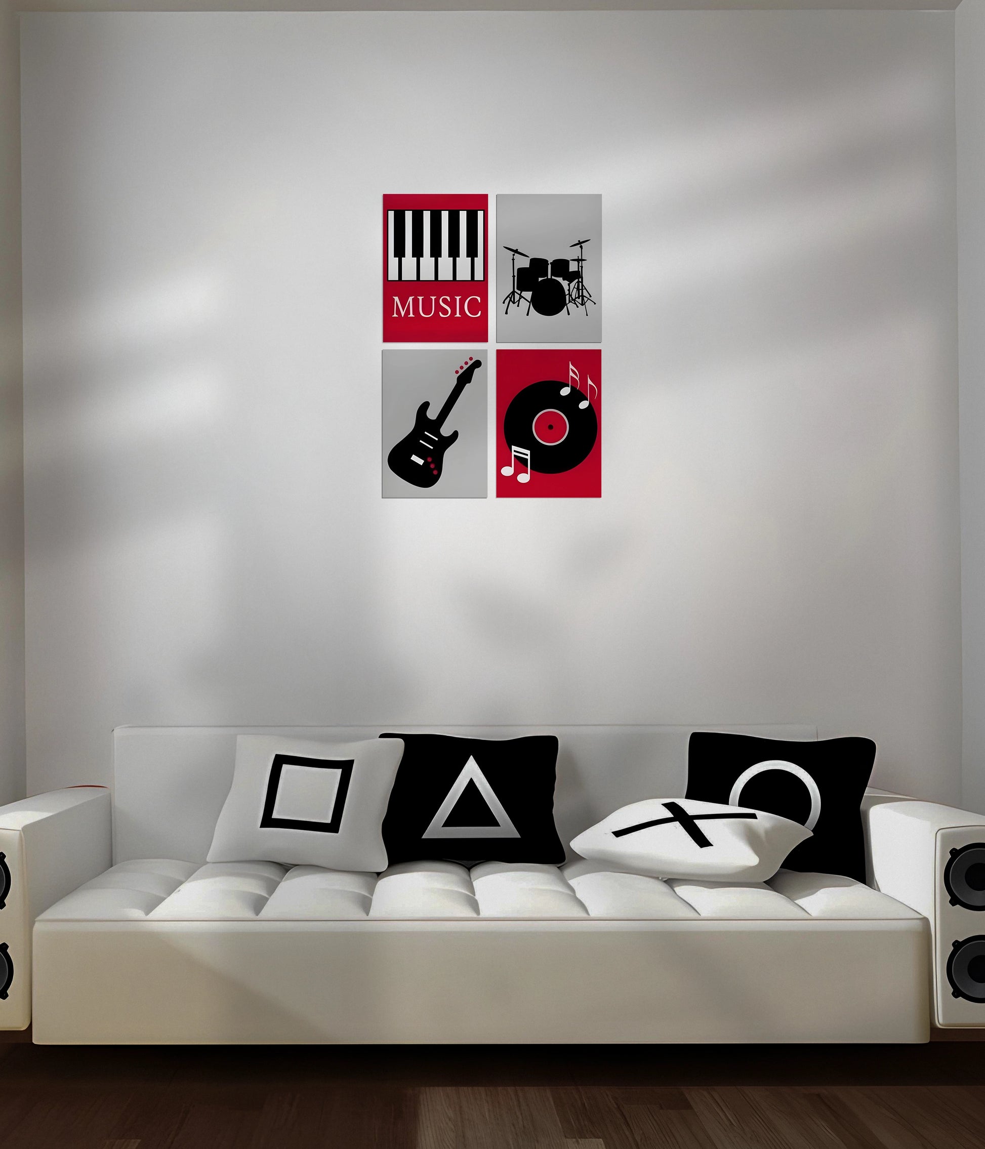 4-Piece Music Posters Set in Music Room - Everanta