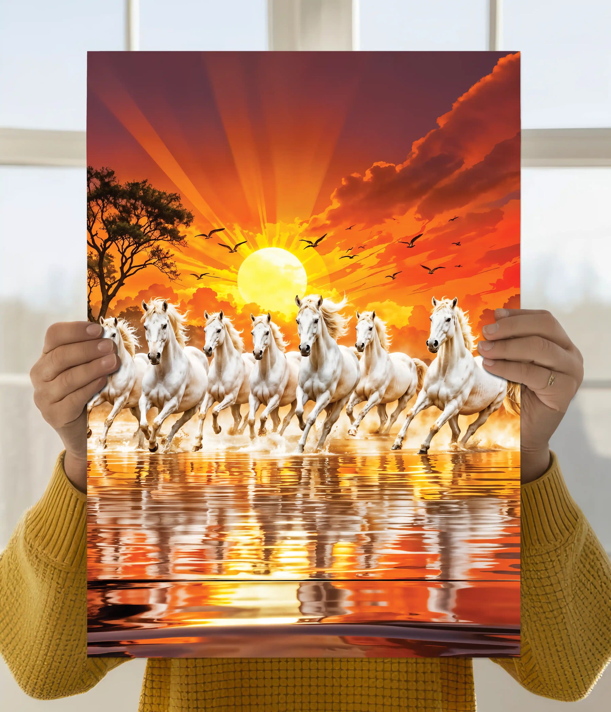 7 Running White Horses Sunrise Poster Main Image - Everanta