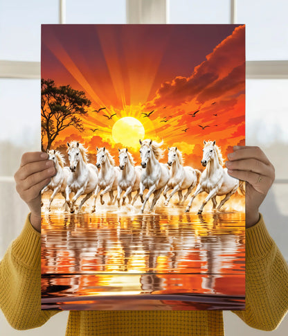 7 Running White Horses Sunrise Poster Main Image - Everanta