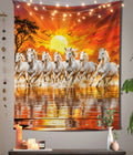 7 Running White Horses Sunrise Wall Tapestry