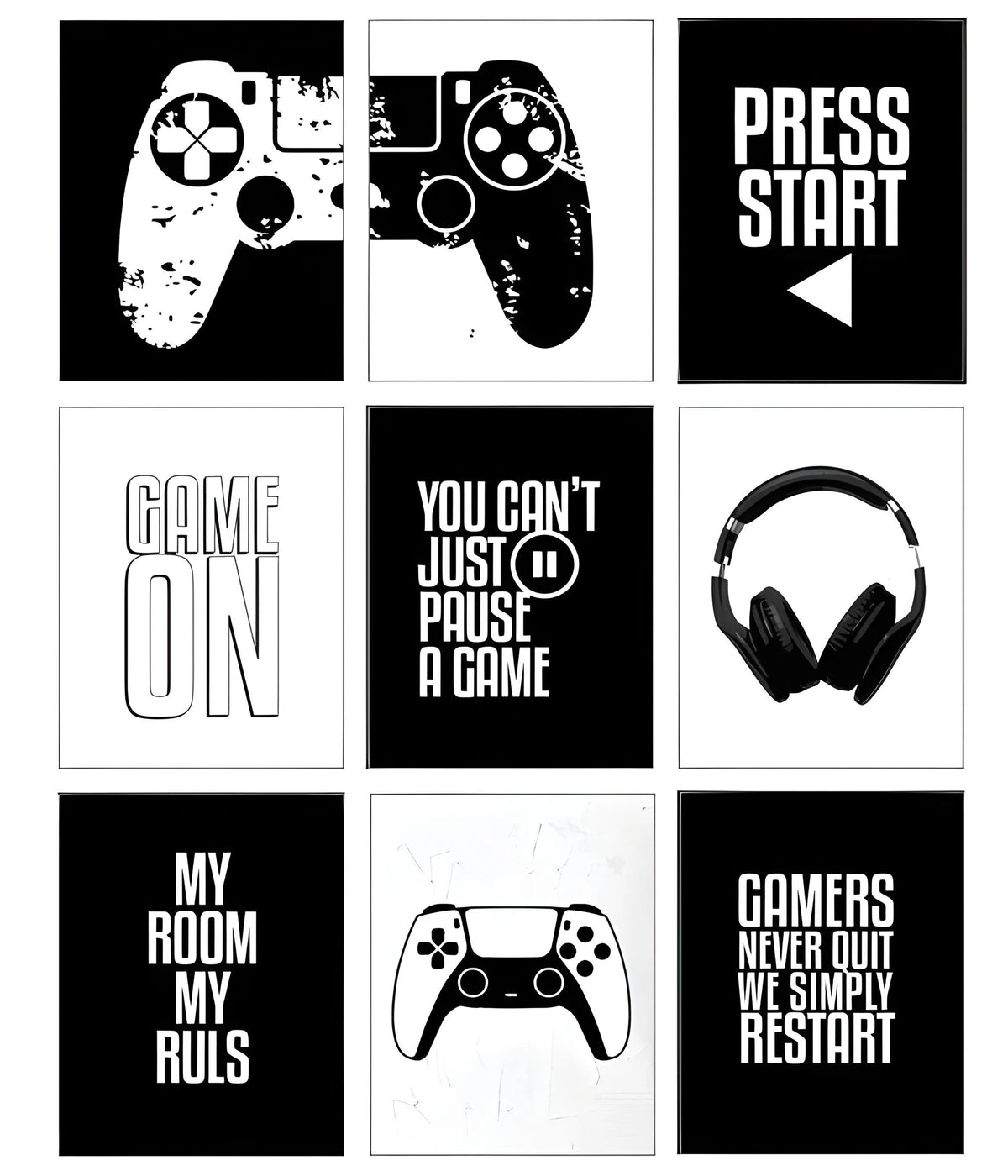 Gaming Message Poster Set of 9 Gaming Posters | Gamers Wall Posters | Buy Online at Everanta