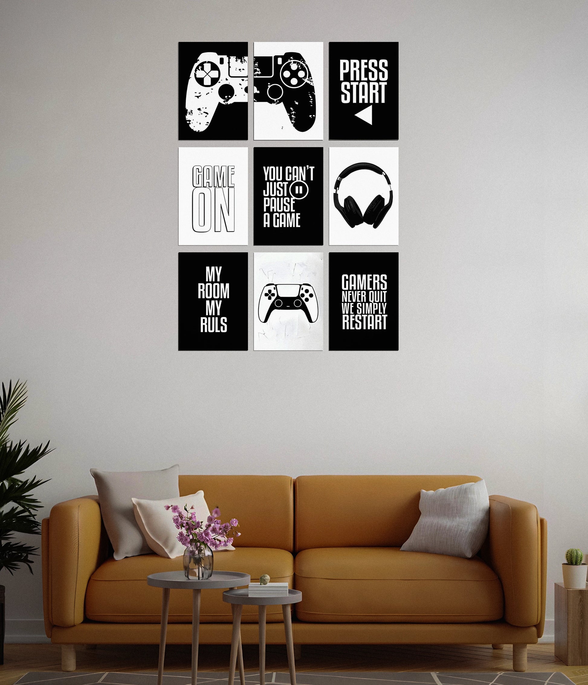 9 Piece Gaming Poster Set in Living Room - Everanta