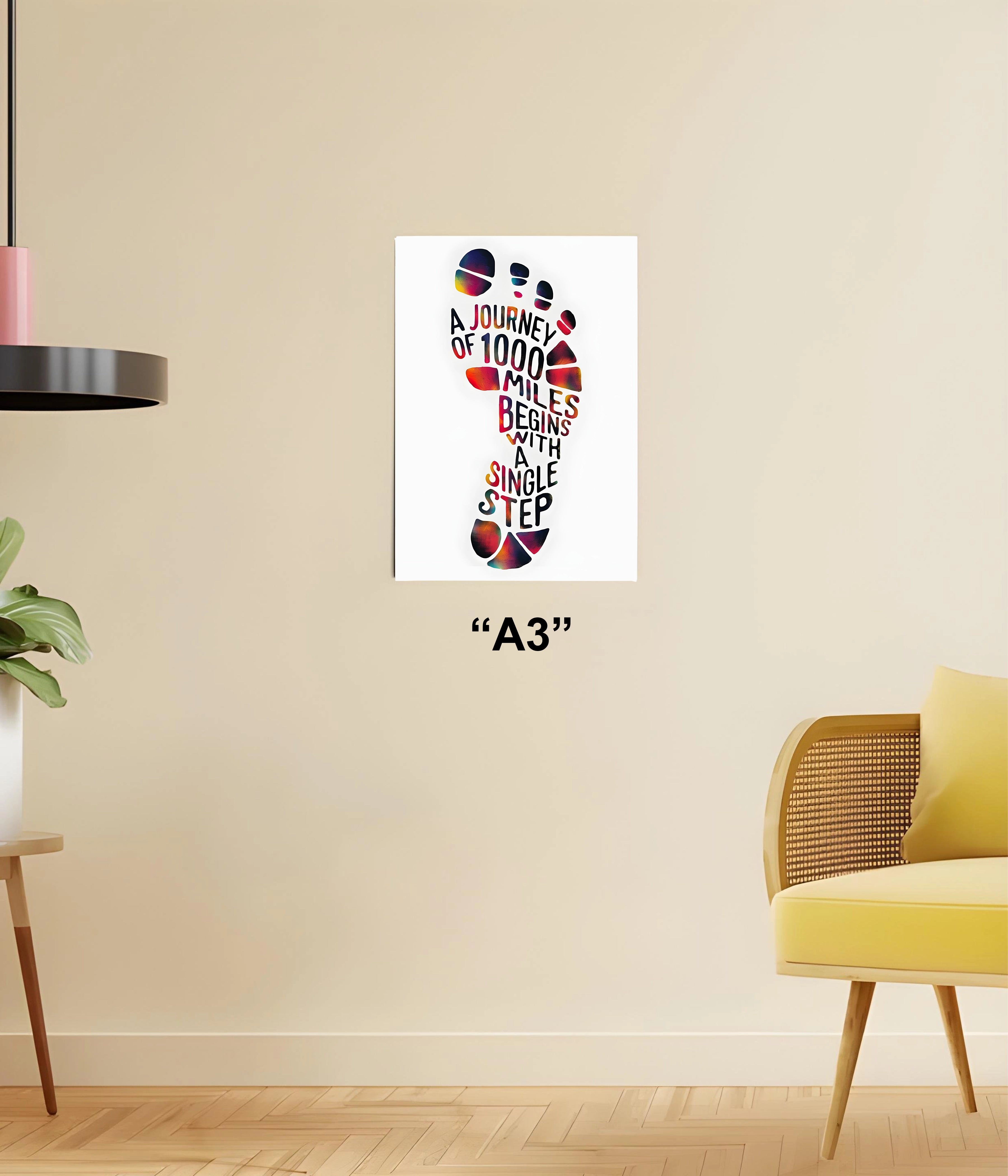 A Journey of 1000 Miles - Motivational Poster A3 Size - Everanta