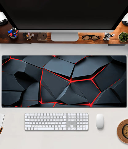 Abstract Black & Red Desk Mat – Aesthetic Gaming & Office Mouse Pad Main Image - Everanta