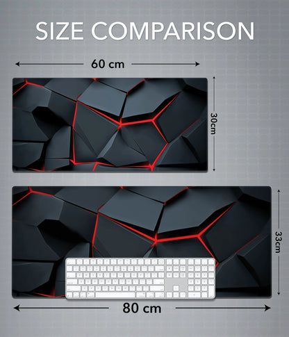 Abstract Black & Red Desk Mat – Aesthetic Gaming & Office Mouse Pad Size Comparison - Everanta