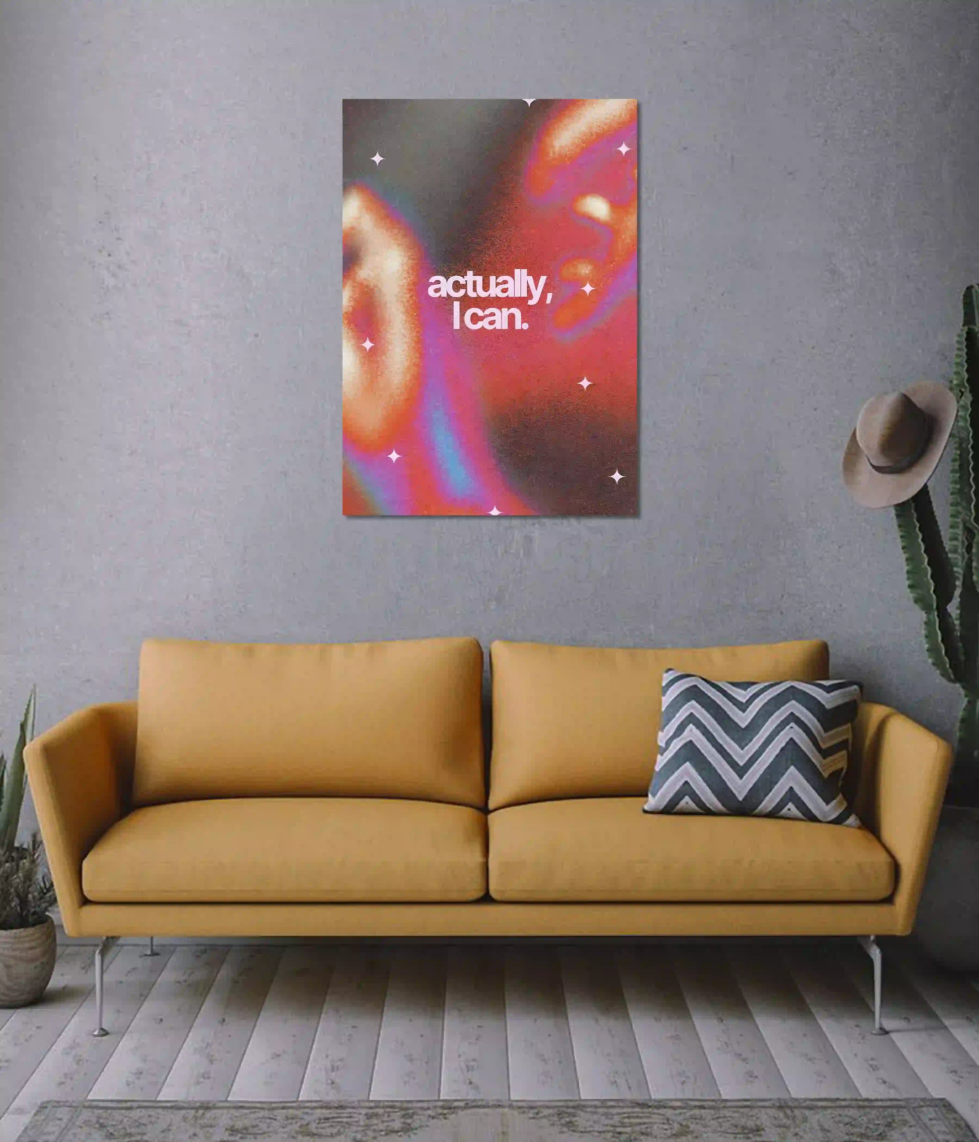 Actually, I Can - Motivational Aesthetic Wall Poster on Wall - Everanta
