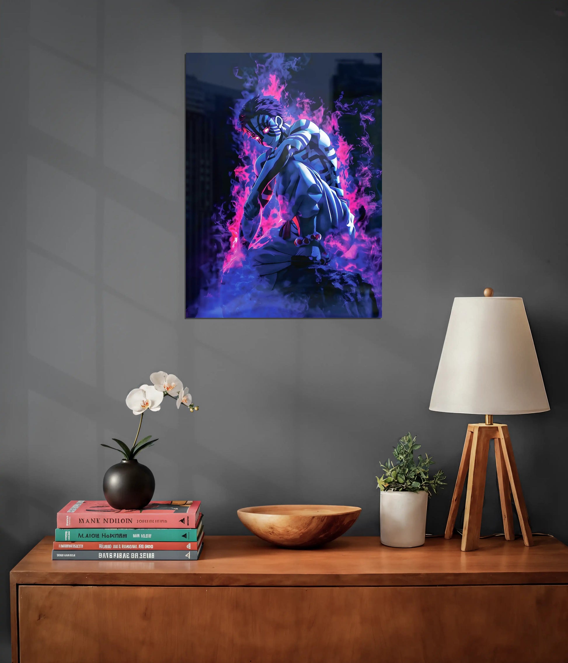 Akaza – Upper Moon Rage Metal Poster on Wall - Everanta
