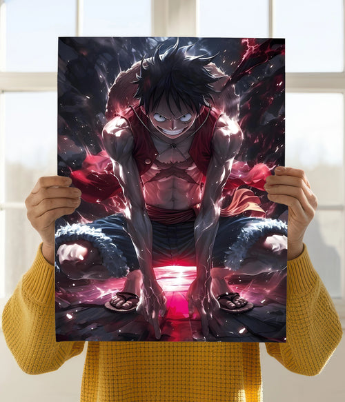 Angry Luffy – Unstoppable Rage One Piece Poster Holding Image - Everanta