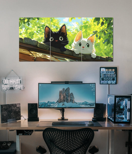 Anime Cats on the Rooftop – Split Wall Poster - Everanta