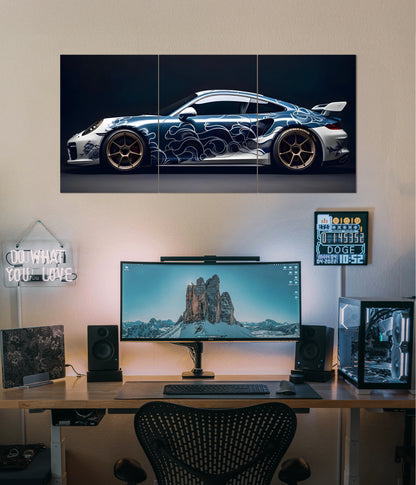 Art in Motion – Porsche Car Split Poster Set Main Image - Everanta
