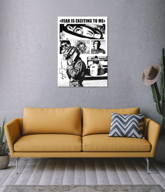 Ayrton Senna – Fearless Quote F1 Racing Poster on Wall - Everanta