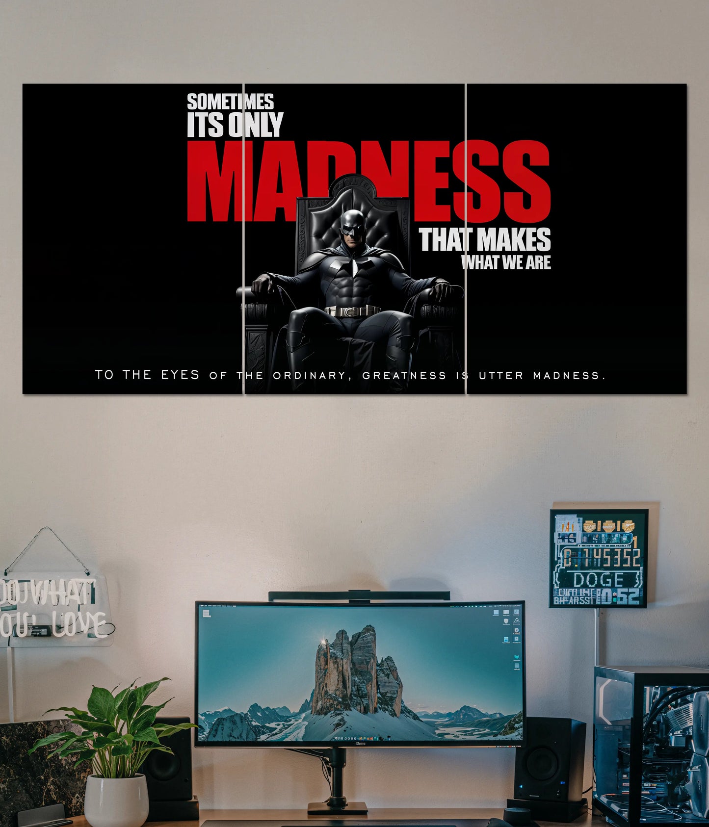 Batman “Madness” Split Wall Poster – Dark Knight Motivational Art Main Image - Everanta