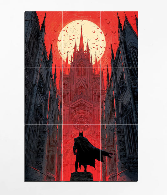 Batman Red Moon Cathedral – 9 Piece Split Poster Close View - Everanta