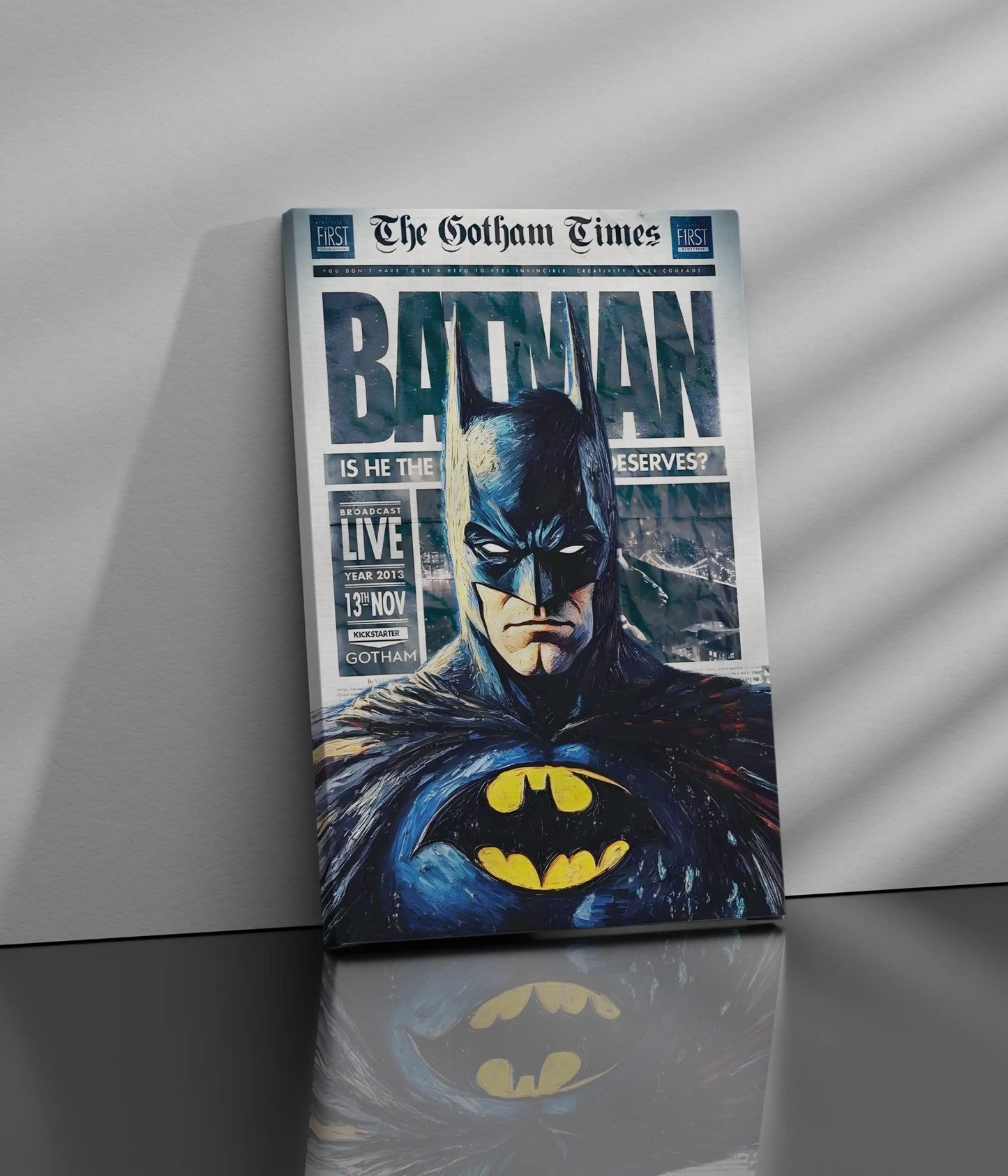 Batman: The Gotham Times Cover Canvas Print Side Look - Everanta