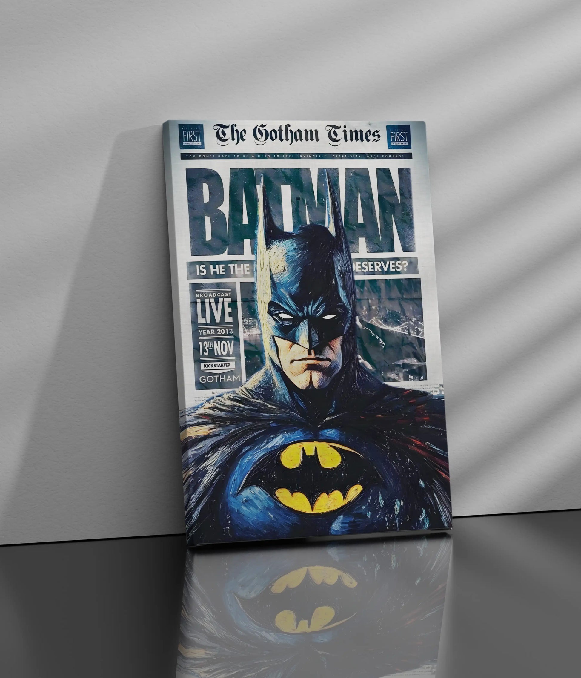 Batman: The Gotham Times Cover Canvas Print Side Look - Everanta