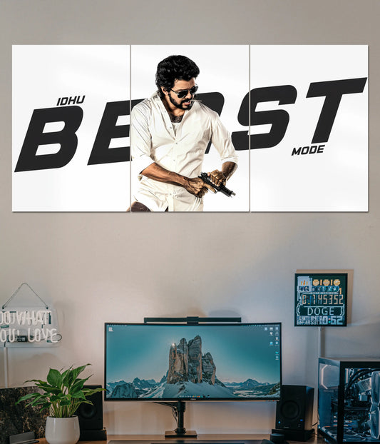 Beast Mode Split Poster – Vijay Thalapathy Inspired Wall Art Main Image - Everanta
