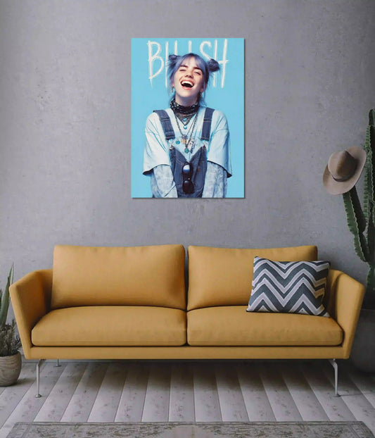 Billie Eilish Blue Vibes Wall Poster on Wall - Everanta