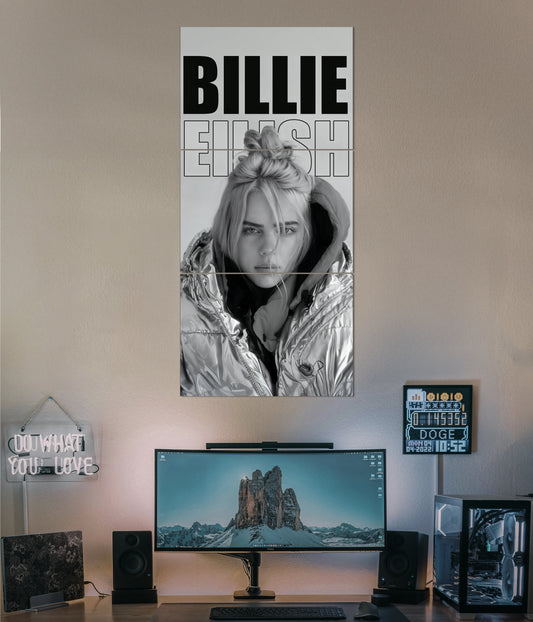 Billie Eilish Monochrome Split Poster Main Image - Everanta