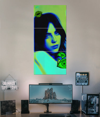 Billie Eilish Neon Glow – Music Split Poster - Everanta