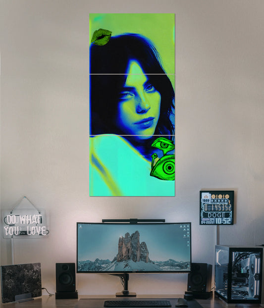 Billie Eilish Neon Glow – Music Split Poster - Everanta