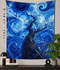 Blue Starry Tree Dreamscape | Celestial Wall Tapestry