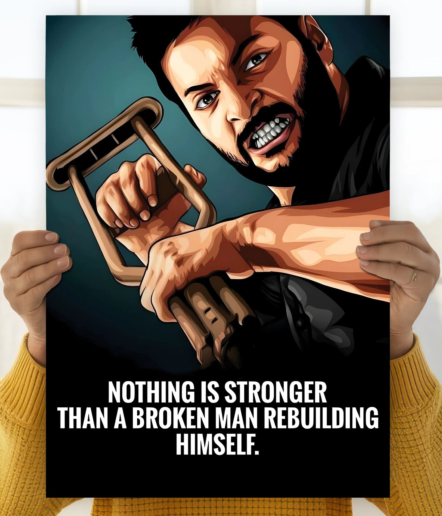 Broken Man Rebuilding Himself – Motivational Wall Poster Main Image - Everanta