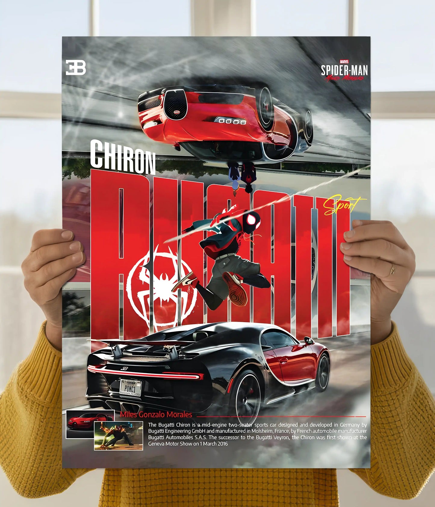 Bugatti Chiron x Miles Morales Supercar Wall Poster Main Image - Everanta