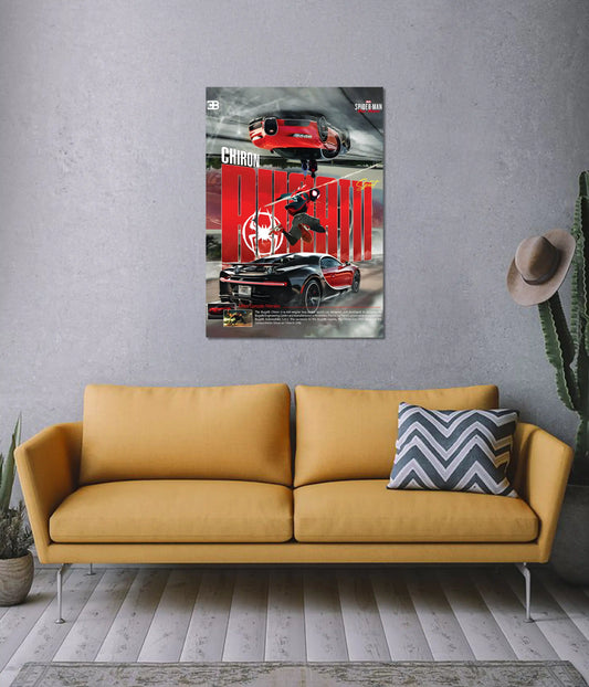 Bugatti Chiron x Miles Morales Supercar Wall Poster on Wall - Everanta