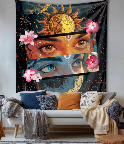 Celestial Divine Eyes Tapestry on Wall - Everanta
