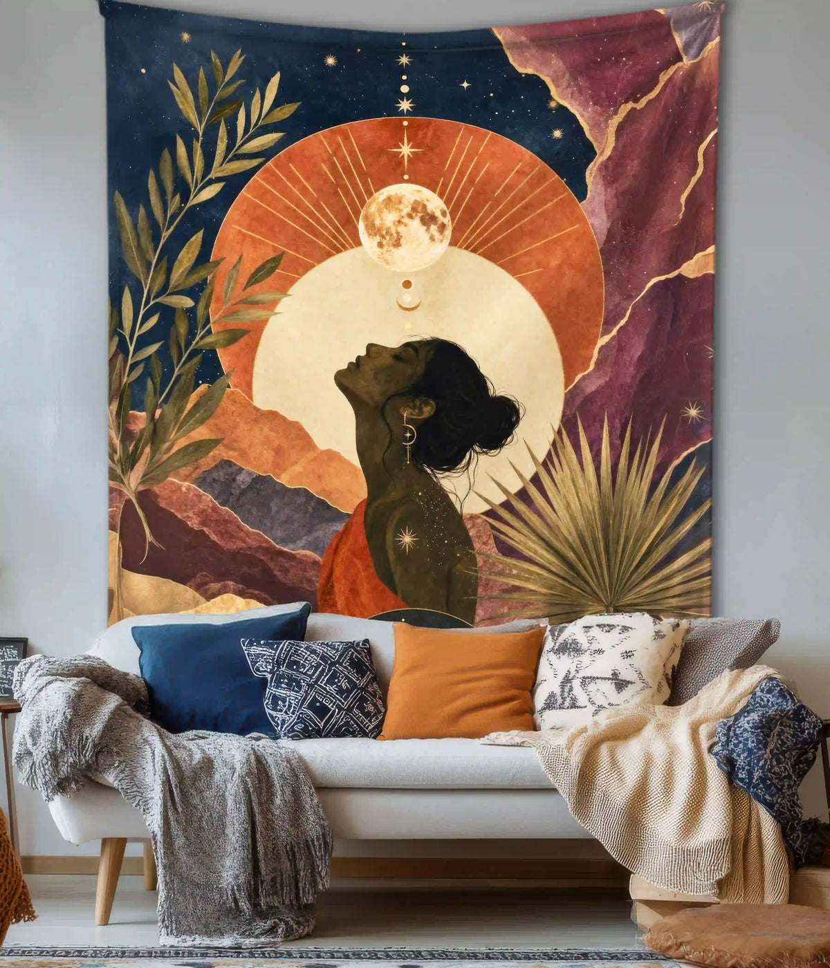 Celestial Moon Muse Wall Tapestry - Everanta