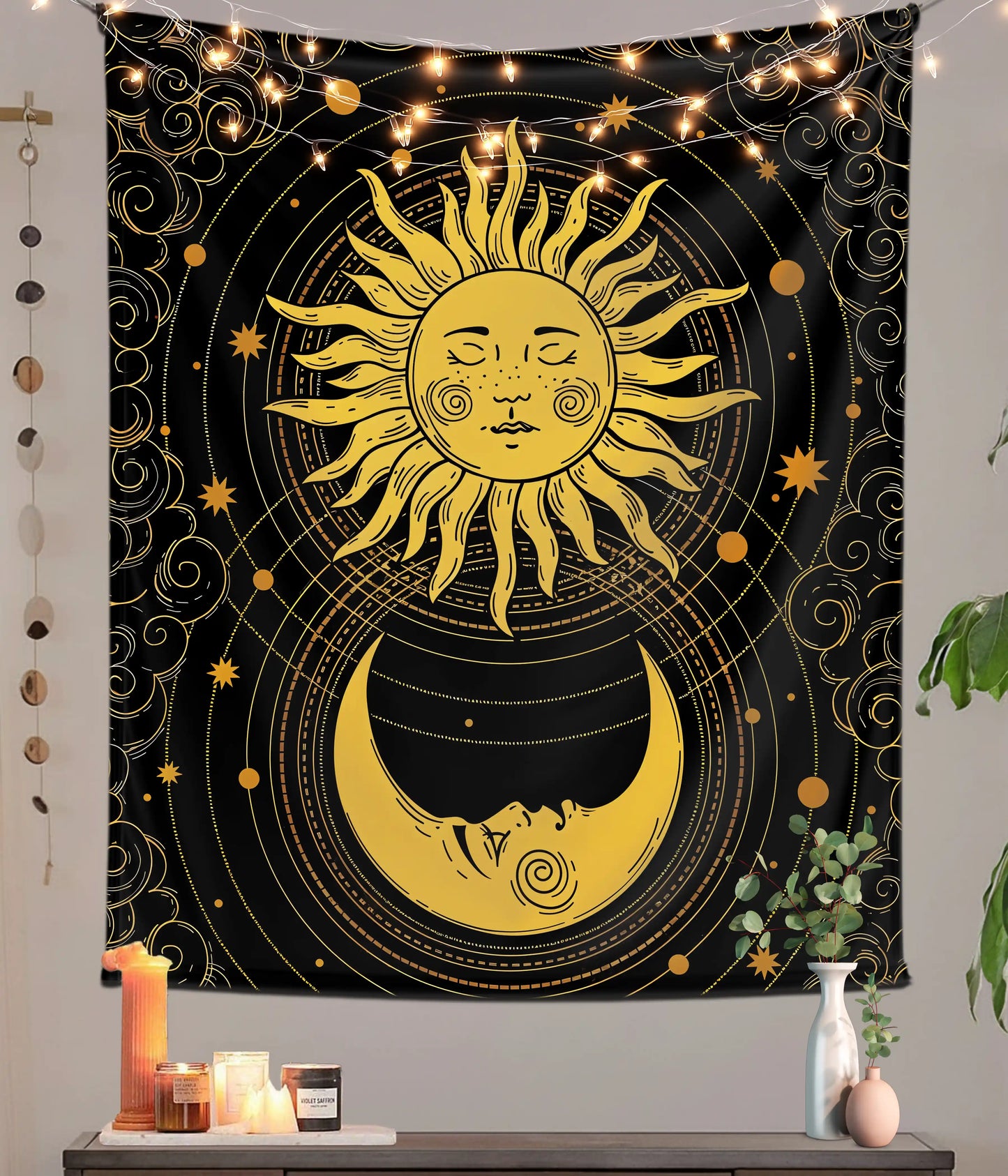 Celestial Sun & Moon Cosmic Balance Wall Tapestry Main Image - Everanta