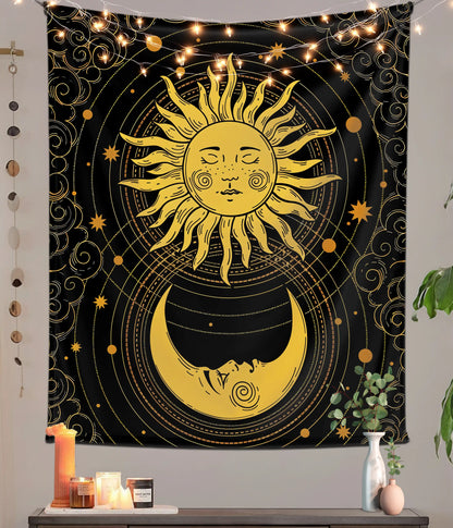 Celestial Sun & Moon Cosmic Balance Wall Tapestry Main Image - Everanta