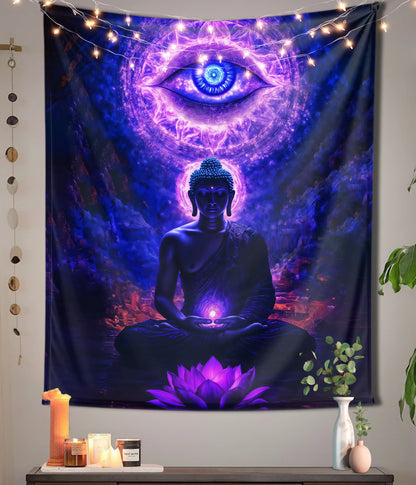 Cosmic Buddha Awakening Meditation Wall Tapestry Main Image - Everanta
