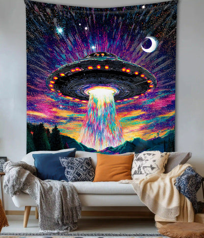 Cosmic UFO Dreamscape - Trippy Wall Tapestry - Everanta