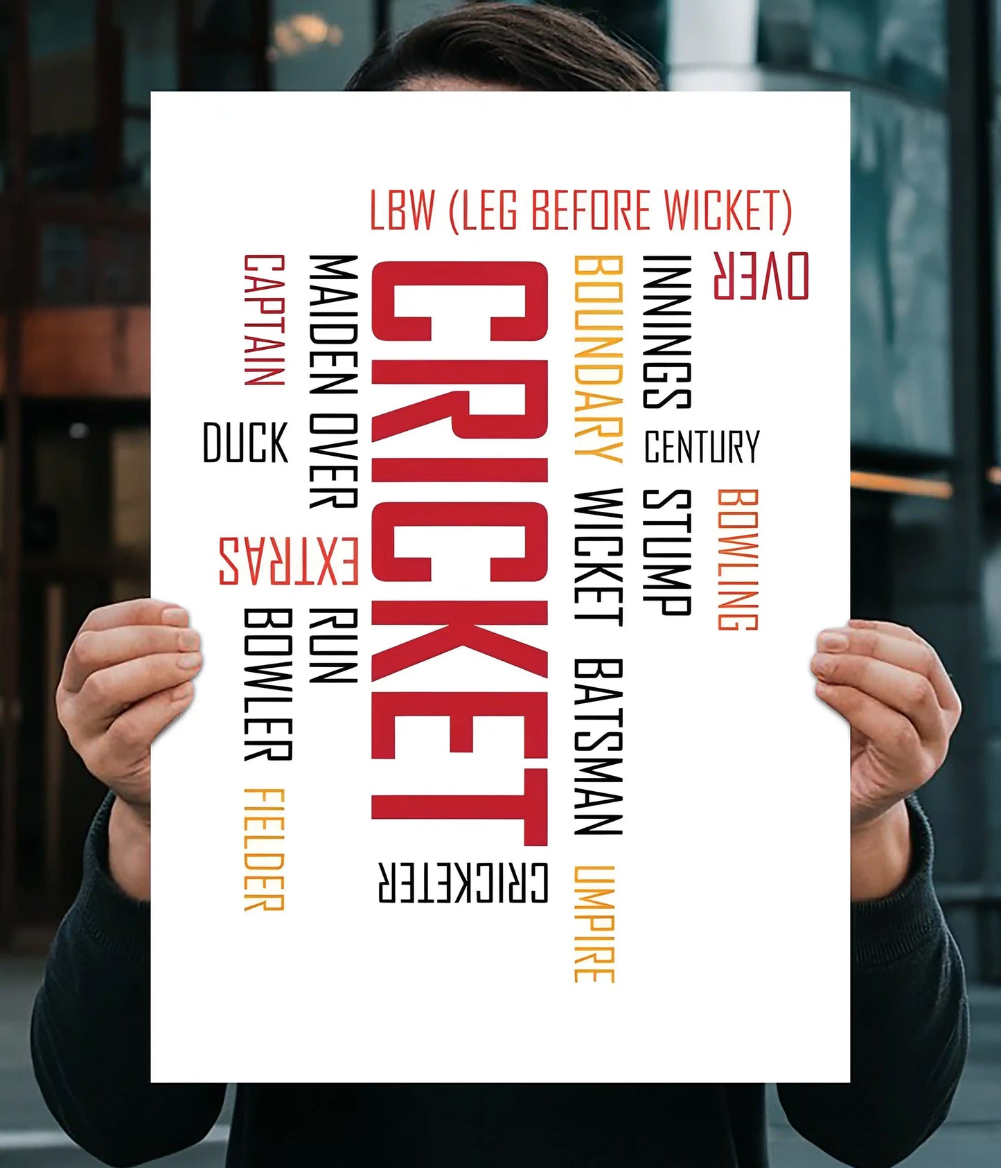 Cricket Typography Word Art Wall Poster Main Image - Everanta