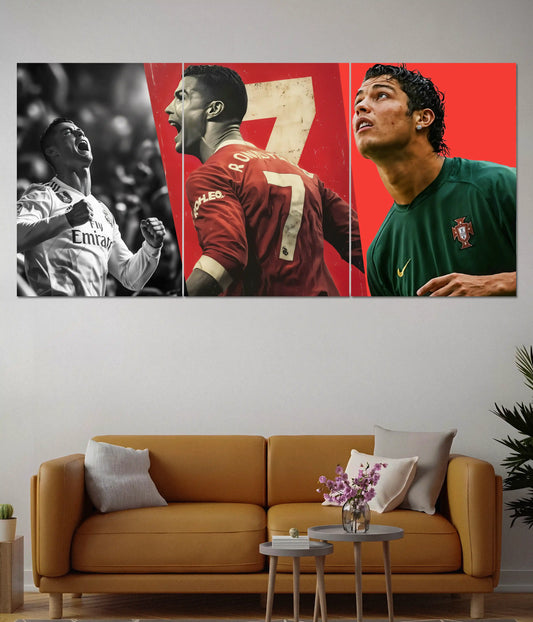 Cristiano Ronaldo 3-Piece Split Football Poster - Everanta
