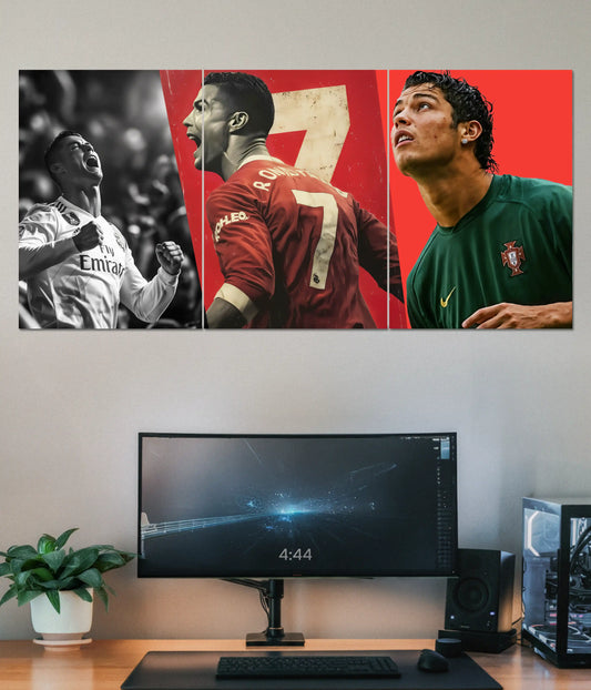 Cristiano Ronaldo 3-Piece Split Football Poster Main Image - Everanta