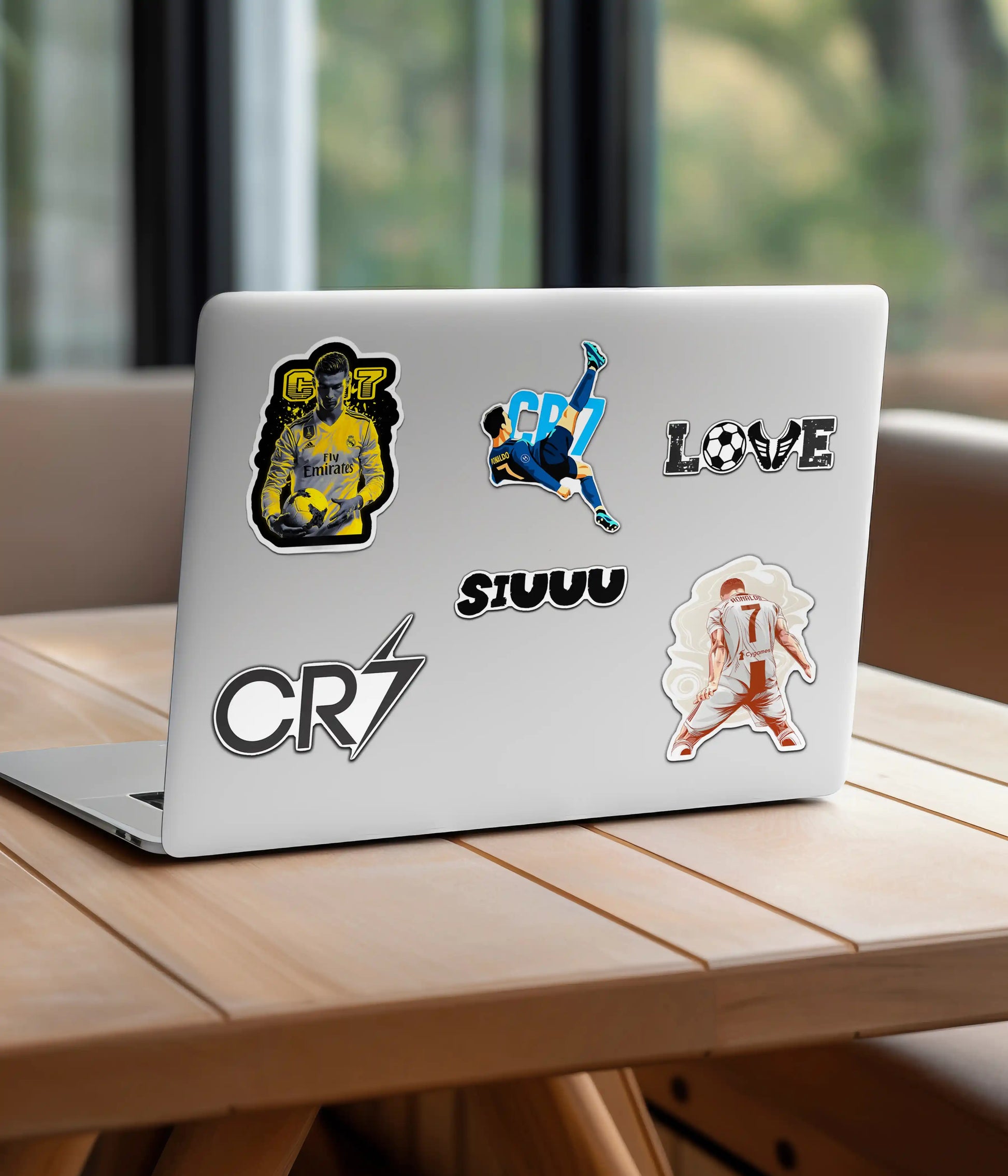 Cristiano Ronaldo CR7 Football Stickers Pack on Laptop Back - Everanta
